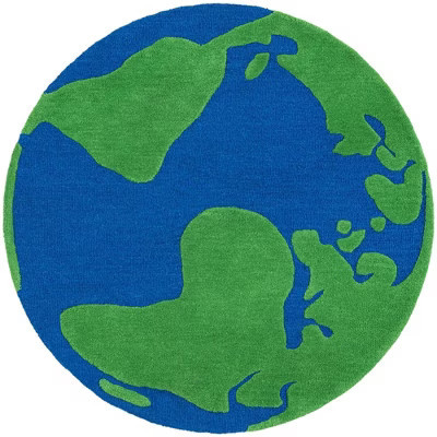 Unique Loom Playtime Kids Wool Collection Area Rug - Earth (4' 1" Round Blue and Green) | Target