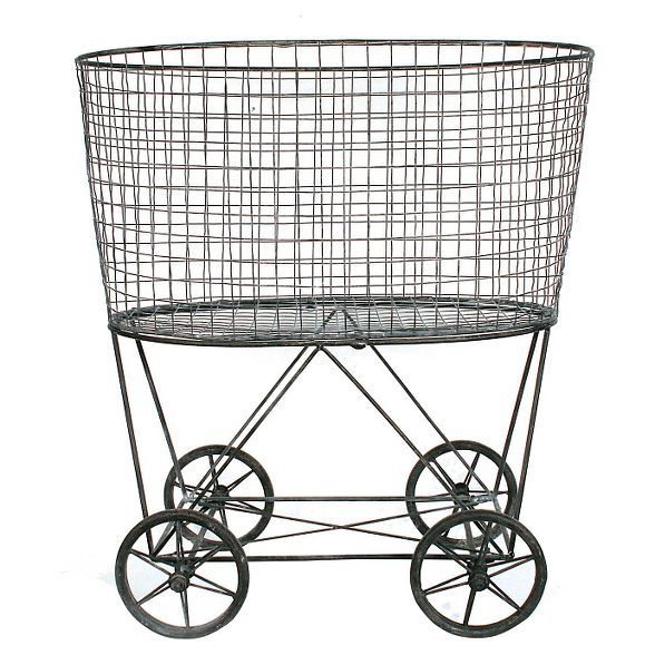 Metal Vintage Laundry Basket with Wheels - 3R Studios | Target