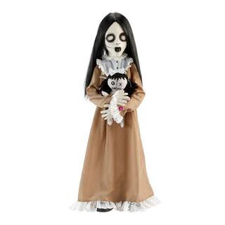 3 ft. Halloween Classics Animated Creepy Girl with Doll | The Home Depot