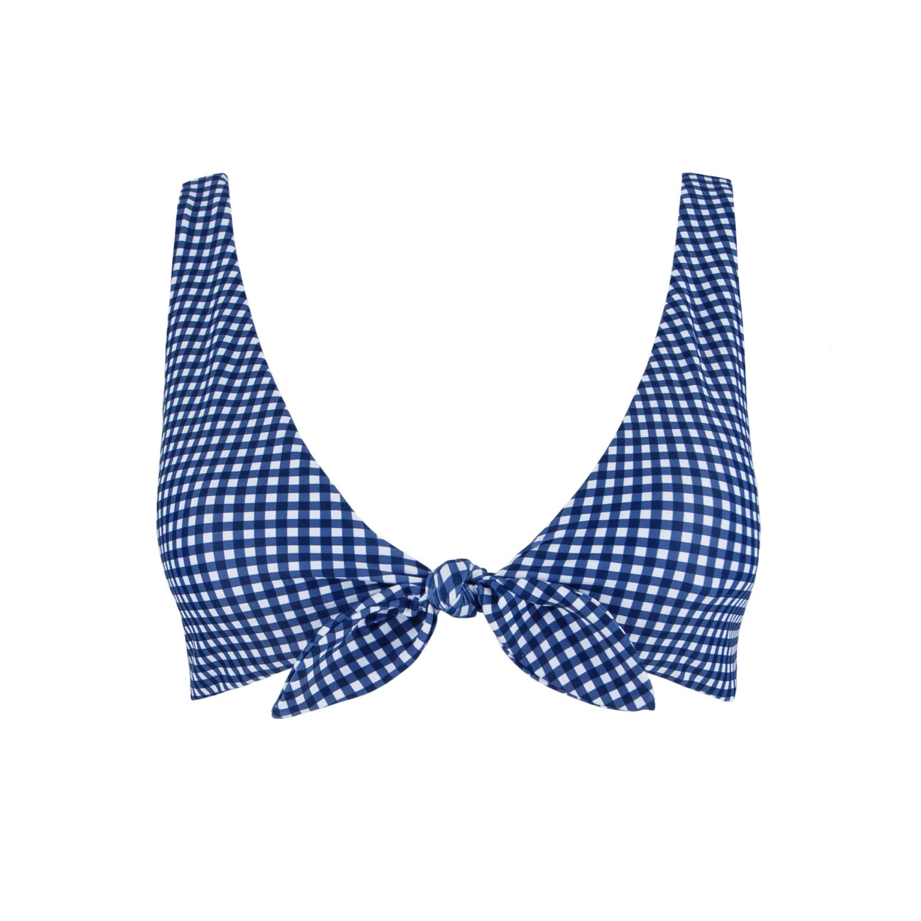 women's navy gingham tie front bikini top | minnow swim | Minnow