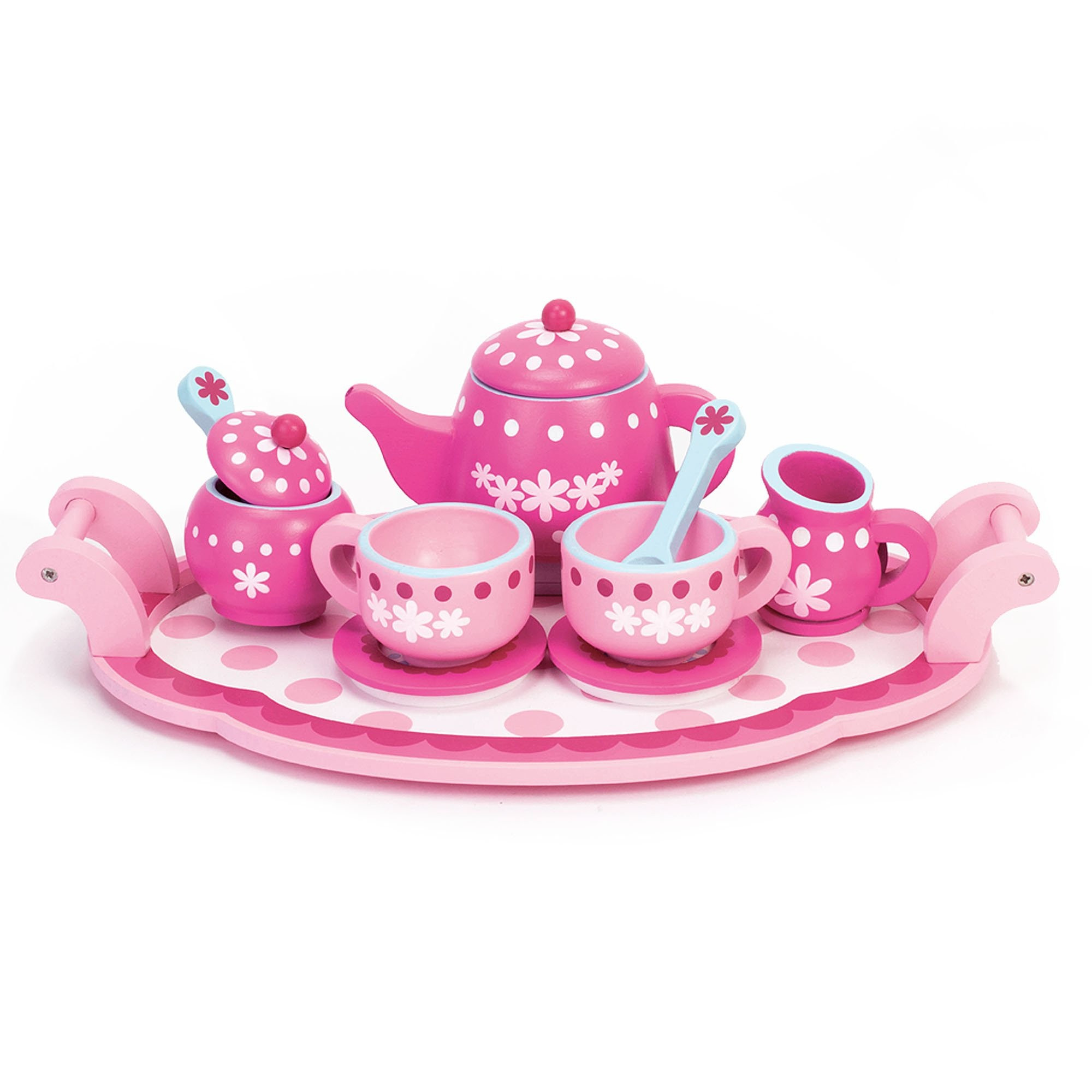 Sophia's 10 Piece Wooden Tea Party Set, Pink | Teamson and Teamson Kids