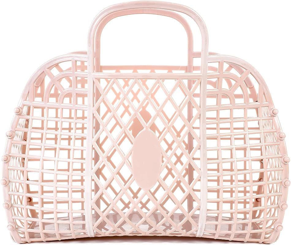 Amazon.com: BABANA Plastic Jelly Bags - Reusable Gift Basket | Plastic Beach Tote, Girls Beach Ba... | Amazon (US)