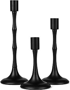 Matte Black Taper Candle Holder Set of 3 Black Candlestick Holders Modern Farmhouse Candle Stick ... | Amazon (US)