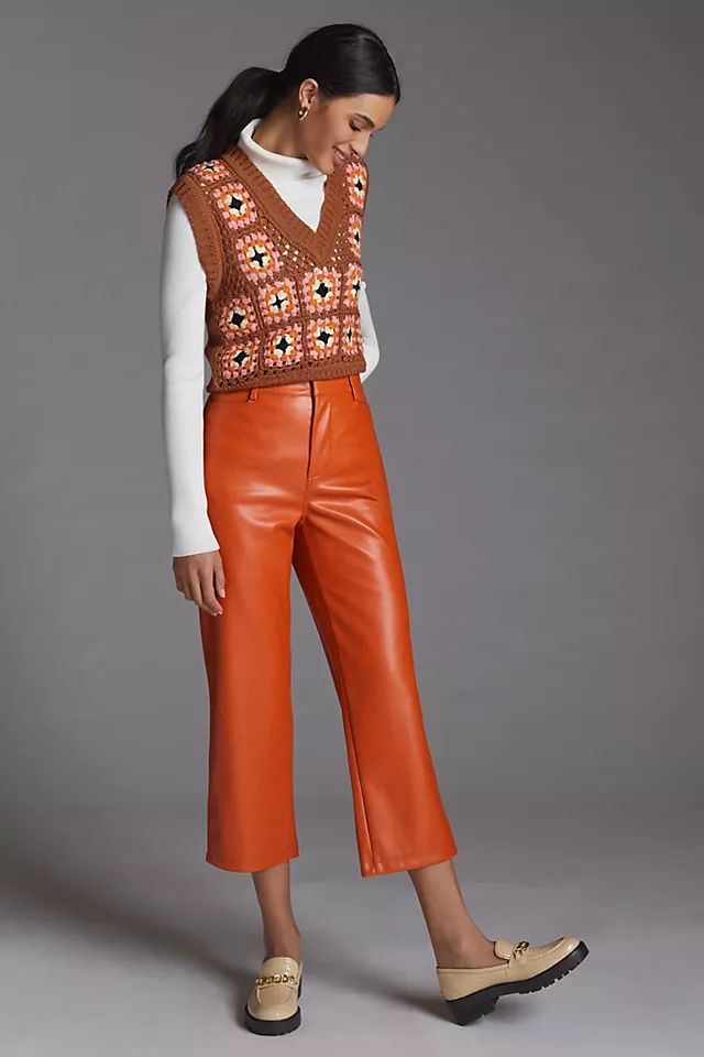 Faux Leather Cropped Wide-Leg Pants | Anthropologie (US)