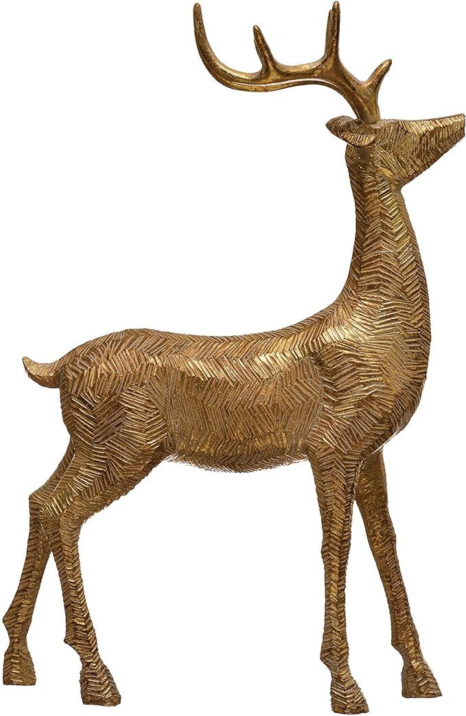 Amazon.com: Creative Co-Op 8-1/2"L x 12-1/2"H Resin Standing Deer, Gold Finish Figures and Figuri... | Amazon (US)