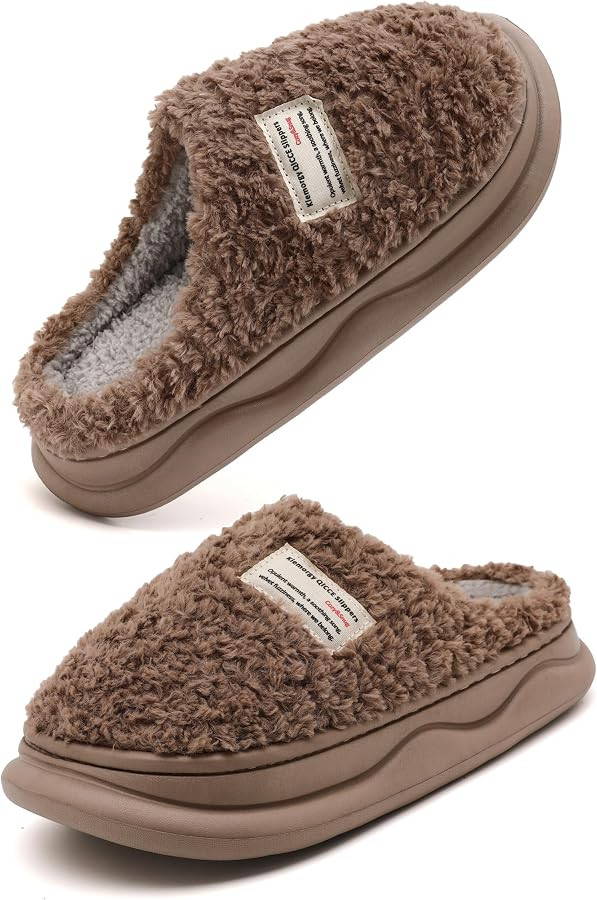 Slippers for Women Men, Memory Foam Slippers for Women, Soft Thick Fuzzy Bedroom House Shoes Indo... | Amazon (US)