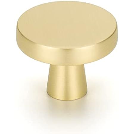 goldenwarm Gold Cabinet Knobs, 10 Pack Gold Drawer Knobs Brushed Brass Cabinet Knobs Solid Round Kno | Amazon (US)