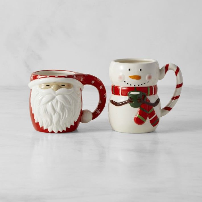 Figural Santa and Snowman Mug Set | Williams-Sonoma