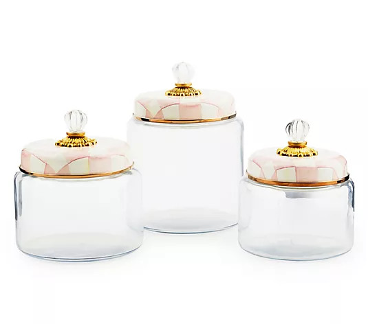 MacKenzie Childs Set of 3 Glass Kitchen Canisters | QVC