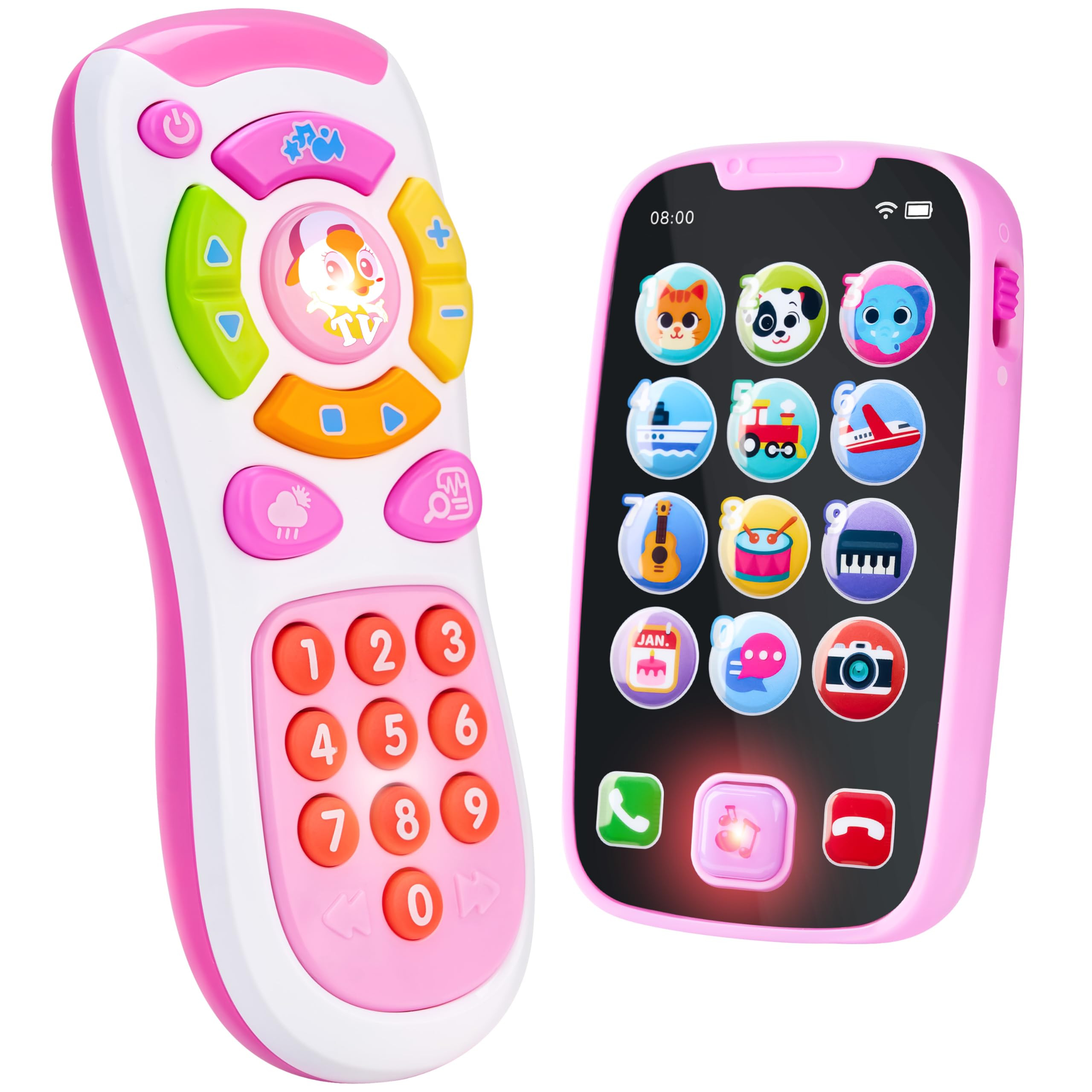 JOYIN Baby Learning Phone and Remote Toy for Toddler, Pink Smartphone Toys with Music for Infants... | Amazon (US)