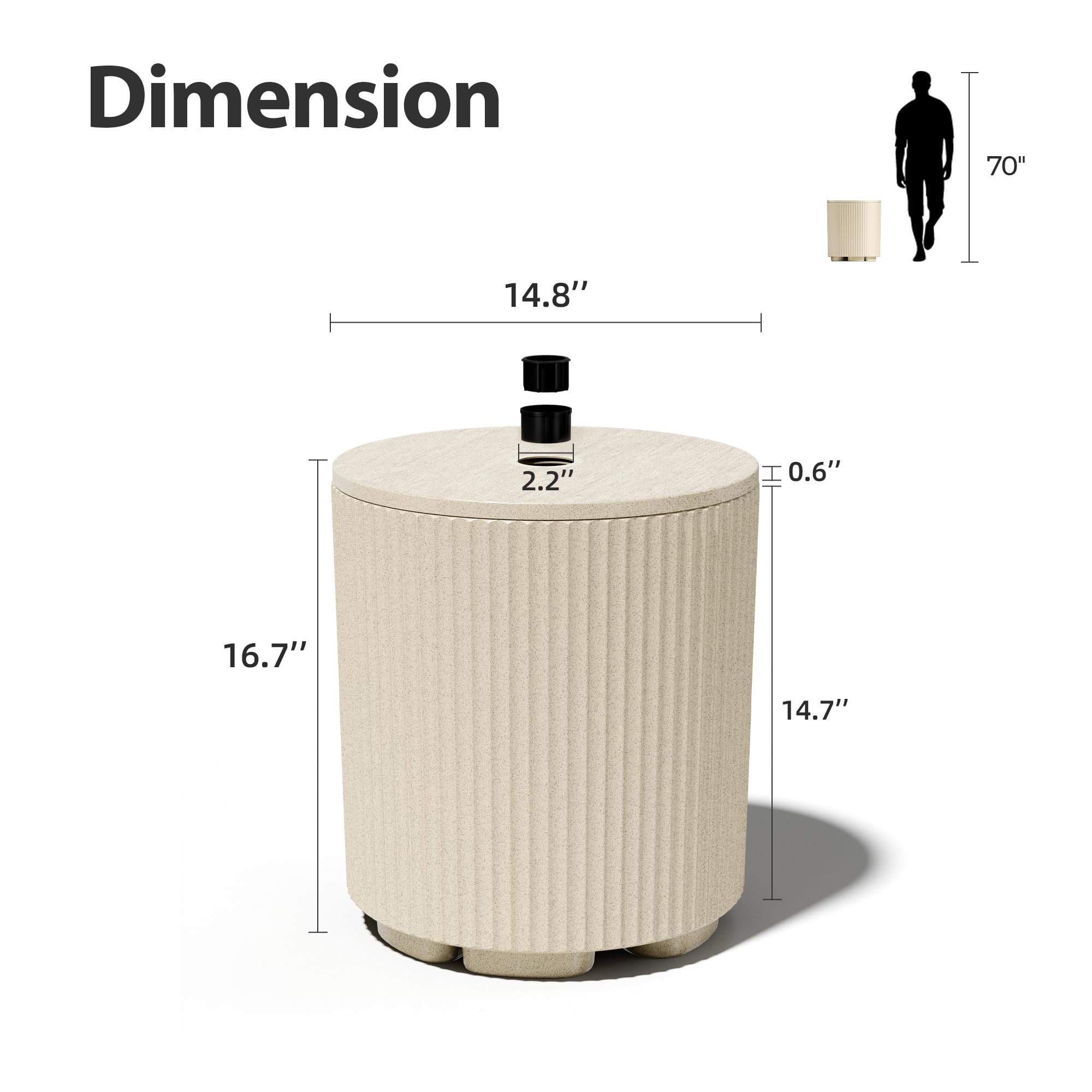 Outdoor Side Table with Umbrella Hole, Stylish Umbrella Base Outdoor Patio or Beach, Umbrella Sta... | Amazon (US)