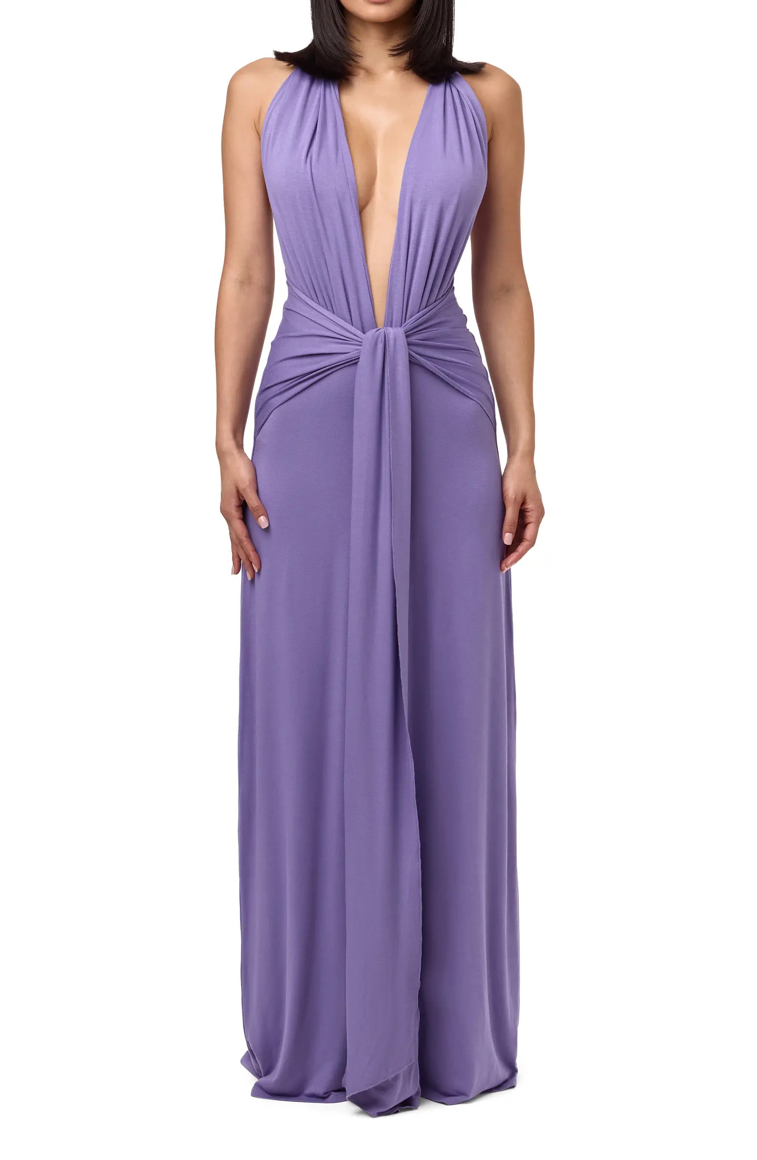 Naked Wardrobe Plunge Halter Maxi Dress | Nordstrom | Nordstrom