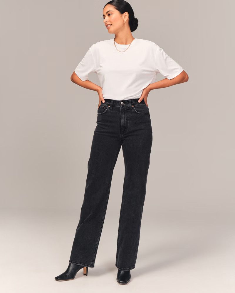 High Rise 90s Relaxed Jean | Black Jeans Outfit | Abercrombie Jeans Outfit | Abercrombie & Fitch (US)