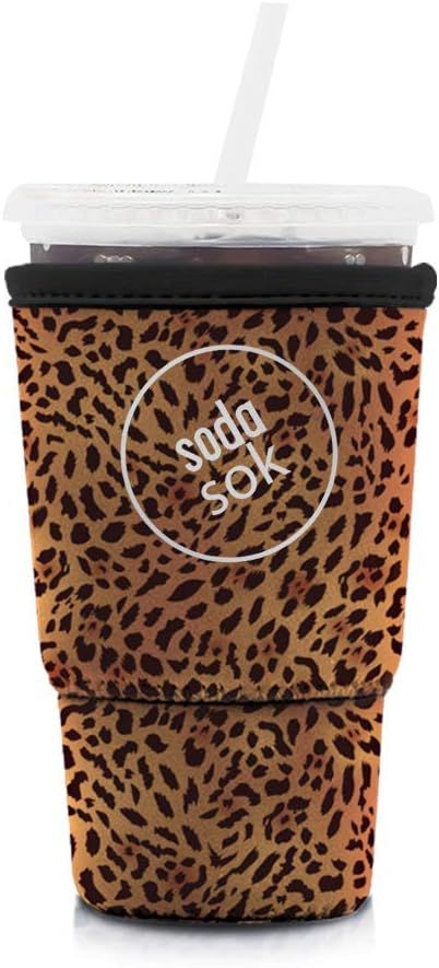Soda Sok Reusable Insulated Neoprene Drink Sleeve for Iced Fountain Drinks and Soda Cups (Leopard... | Amazon (US)