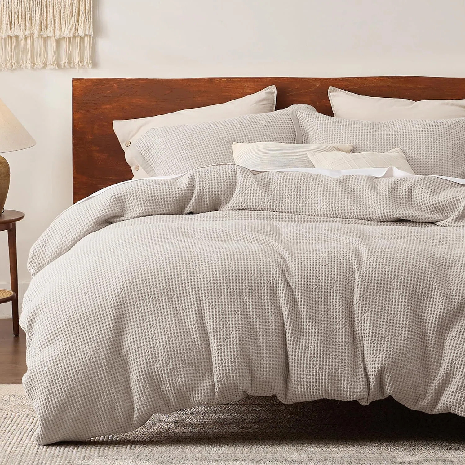 Essential Bedsure Cotton Duvet Cover Set - 100% Cotton Waffle Weave Coconut Duvet Cover GentleSof... | Wayfair North America