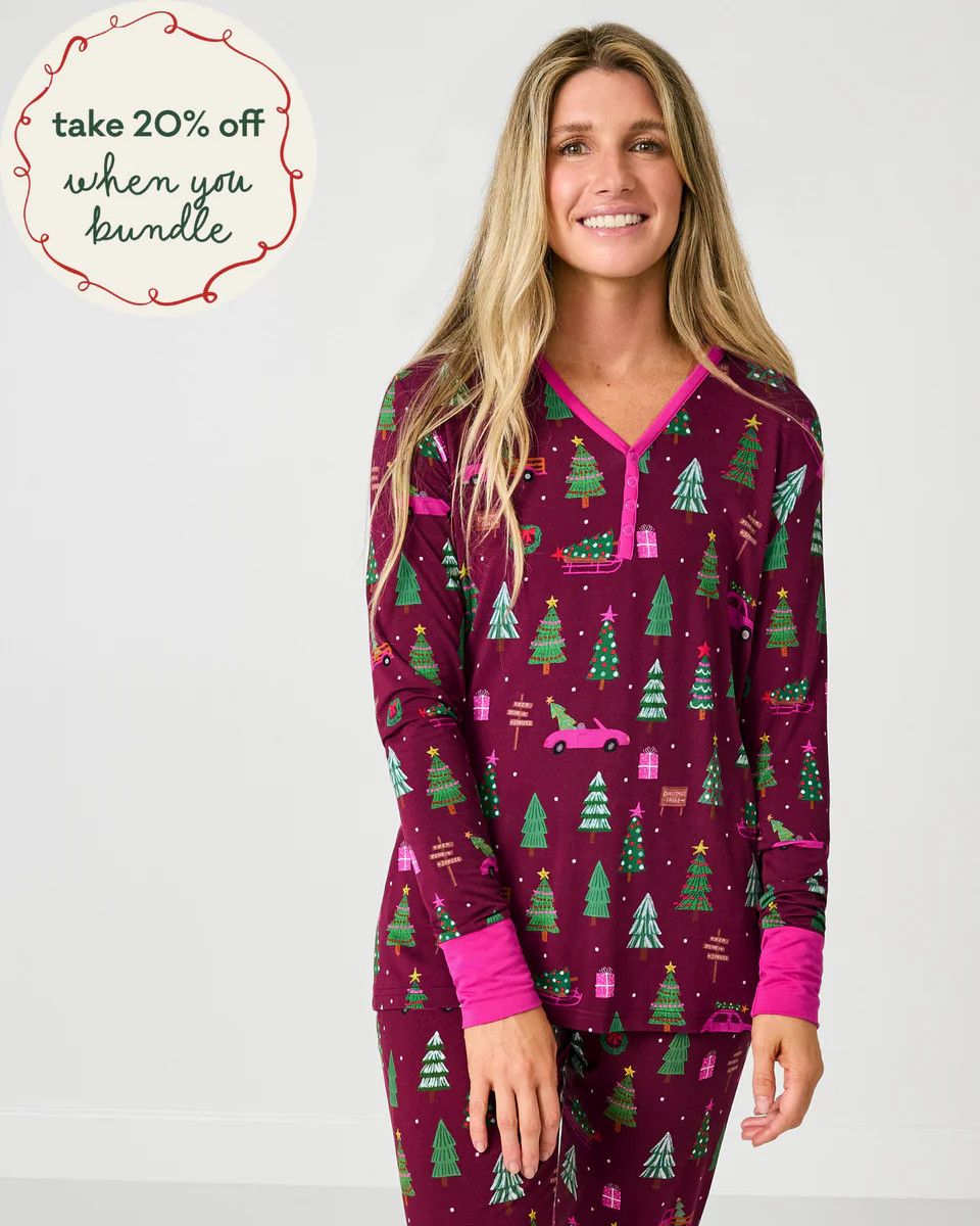 Cranberry Tree Traffic Women's Long Sleeve Pajama Top | Little Sleepies