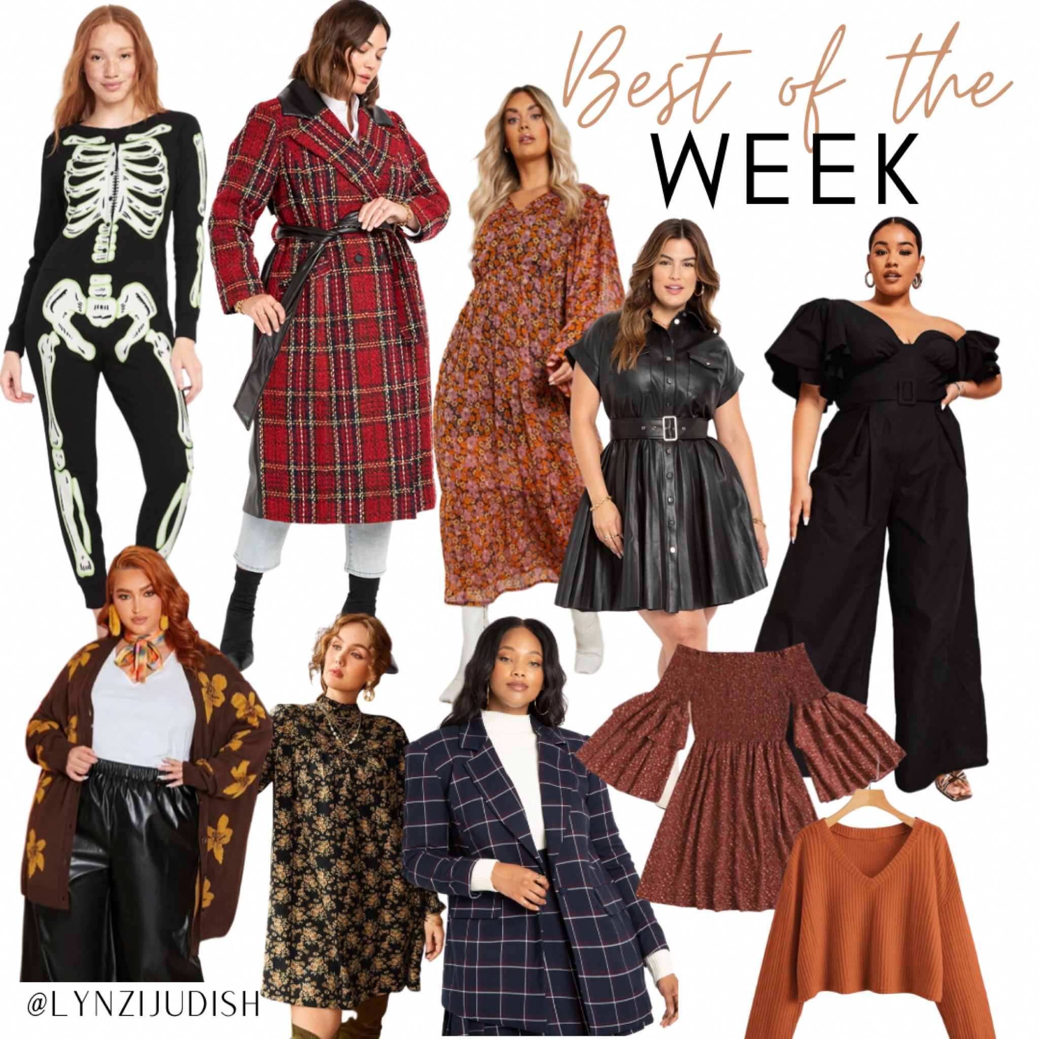 Best of the Week - all of the most clicked items of last week 

Plus size fashion, plus size style, size 16 influencer, fall outfit, fall fashion, fall style, skeleton onesie, skeleton pajamas, old navy finds, red plaid coat, Christmas coat, xoq, red floral dress, black pleather dress, black jumpsuit, orange sweater, blue plaid blazer, black floral dress, floral cardigan 

#LTKcurves #LTKunder100 #LTKunder50