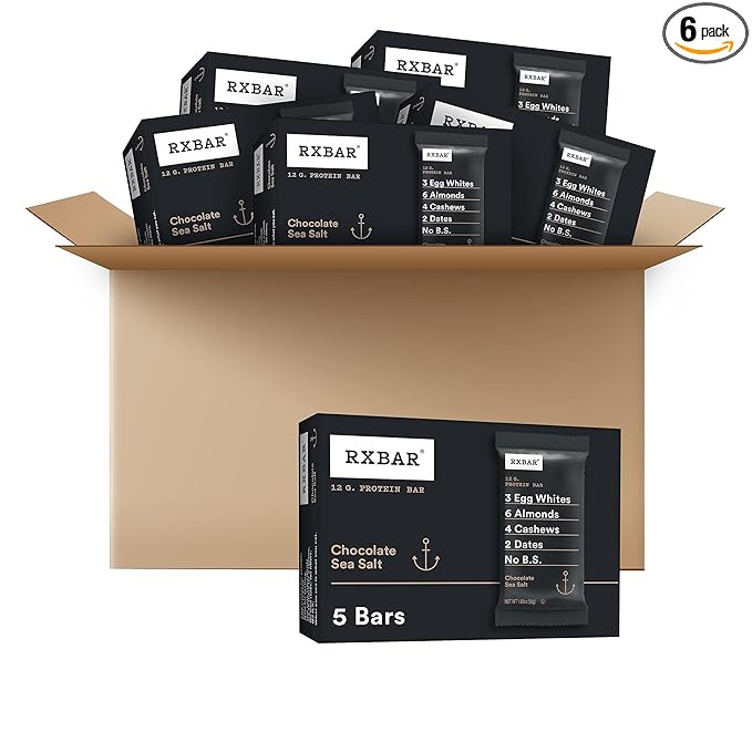 RXBAR Protein Bars, 12g Protein, Gluten Free Snacks, Chocolate Sea Salt (6 Boxes, 30 Bars) | Amazon (US)