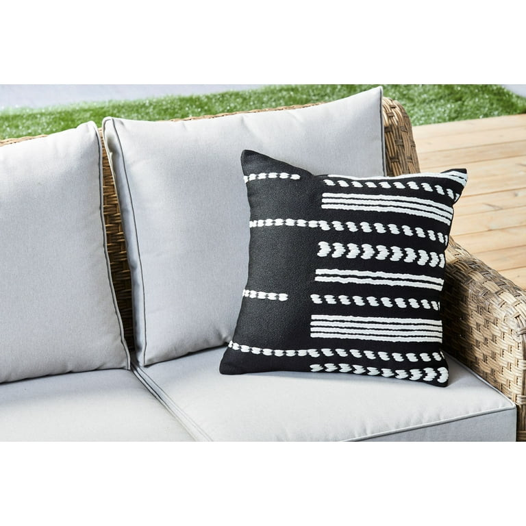 Better Homes & Gardens Modern Stripe Outdoor Toss Pillow, 19" x 19", Square, Black, 1 Pillow per ... | Walmart (US)