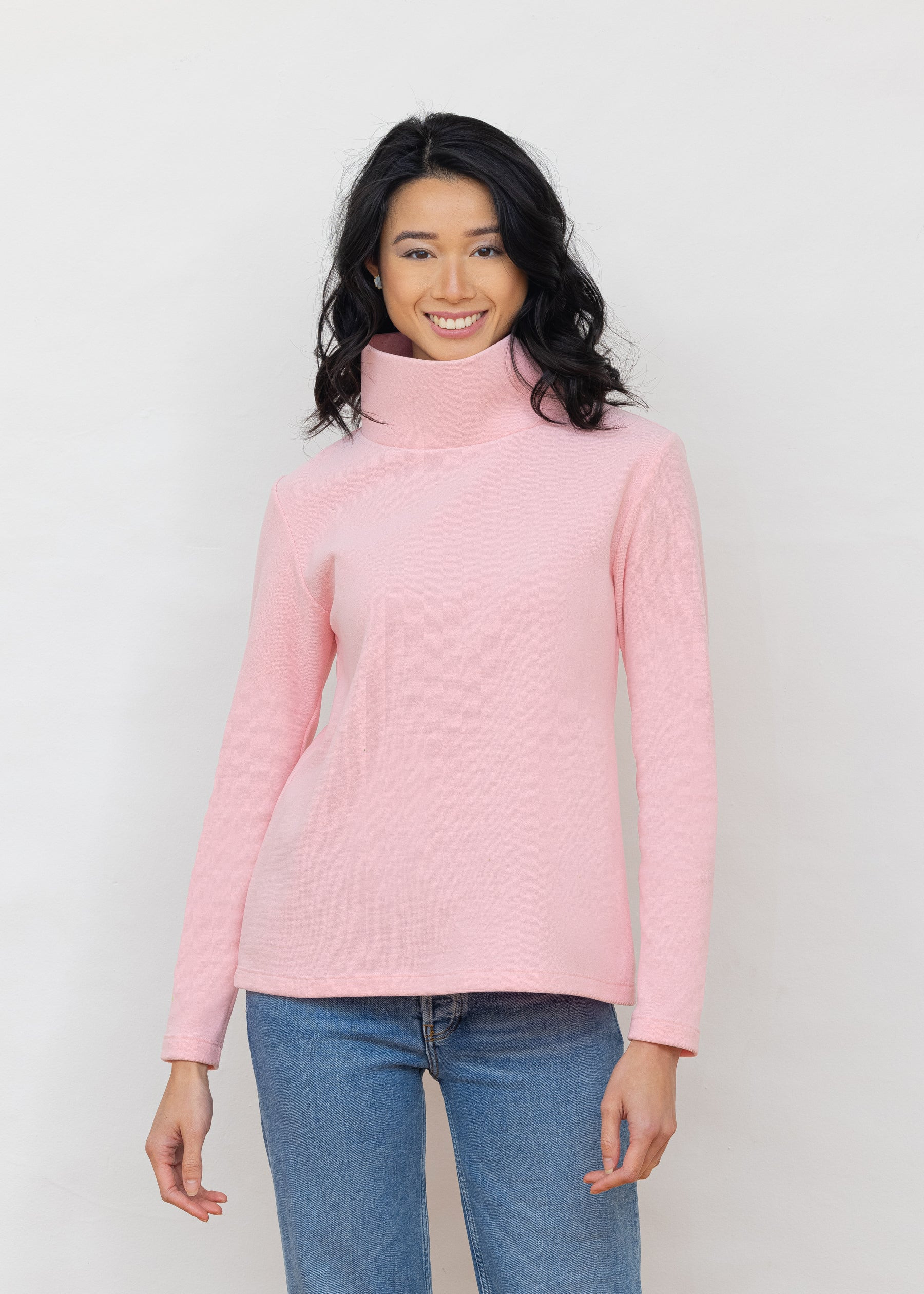 Greenpoint Turtleneck in Terry Fleece (Pink) | Dudley Stephens