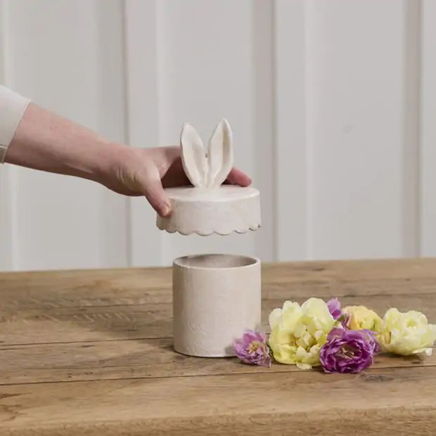 Bunny Ears Lidded Ceramic Canister Set of 2 | Antique Farm House