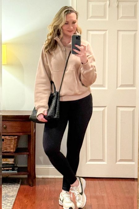 Affordable athleisure outfit mixing neutrals for a sophisticated look on a budget  

#LTKmidsize #LTKover40 #LTKfindsunder100