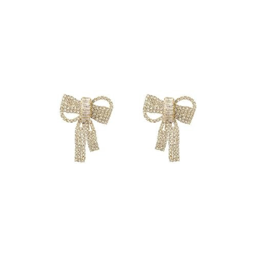 Bow Pearl Earrings for Women Crystal Bow Earrings 14K Gold Bowknot Dangle Drop Earring Dainty Statement Pearl Earring Jewelry Gifts (C) | Amazon (US)