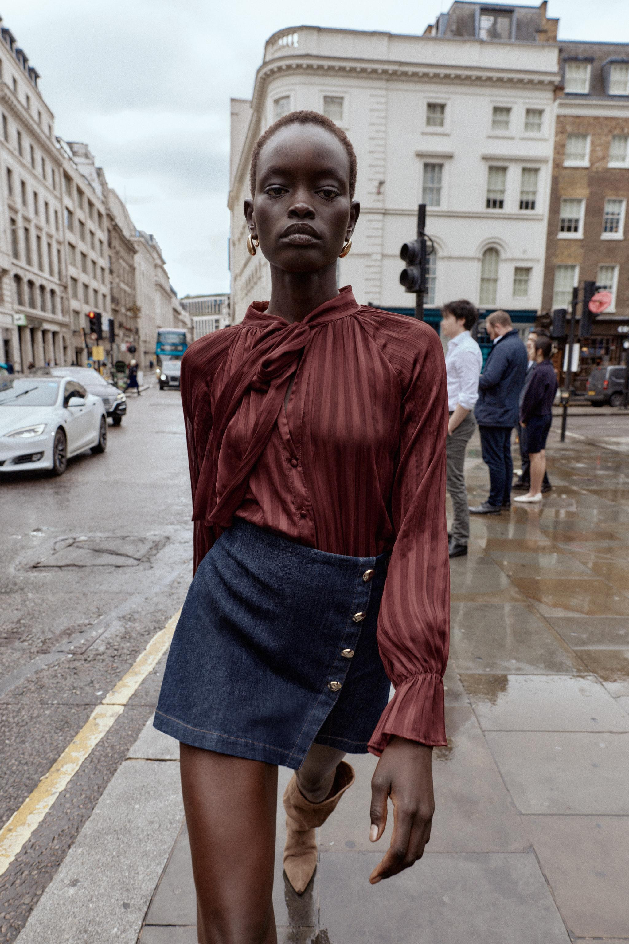 STRIPED BLOUSE WITH BOW | Zara US
