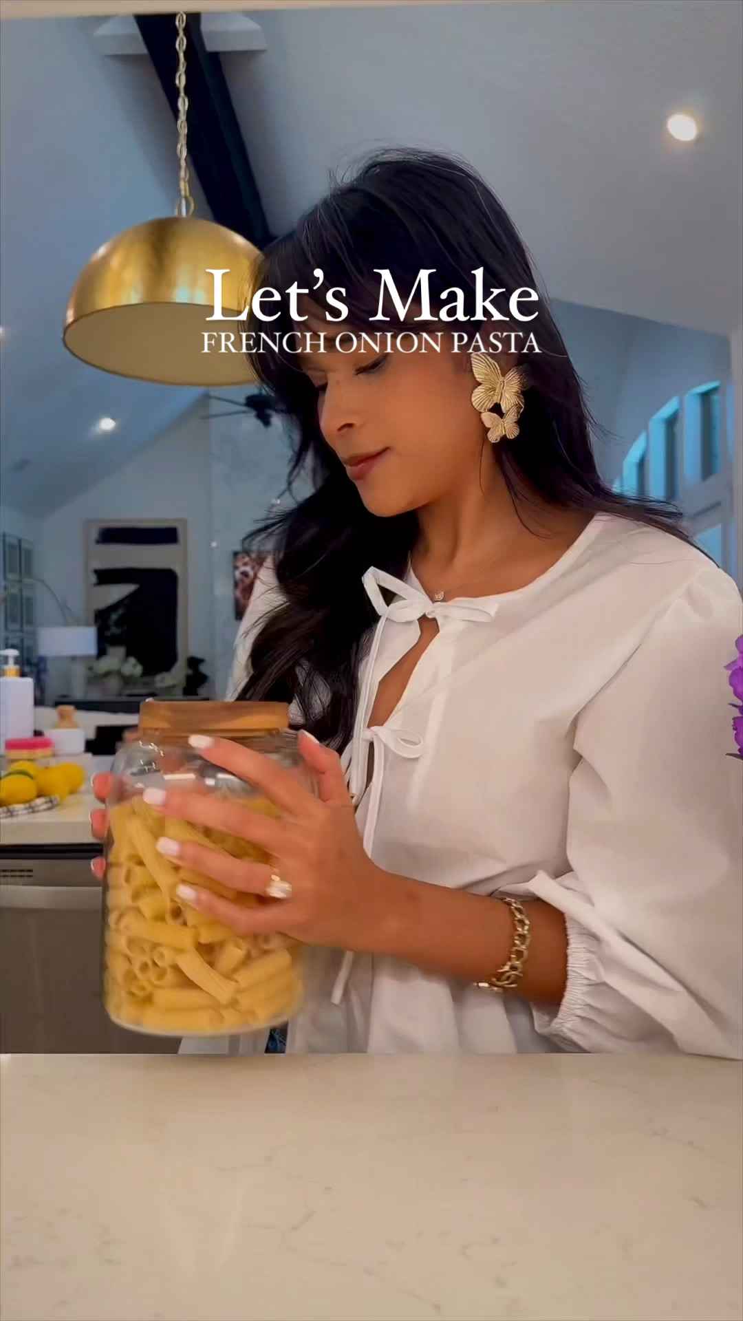 French onion pasta 
✨8 ounces pasta 
✨3 Tablespoons EVOO
✨2 Tablespoons butter
✨4 minced garlic
✨1/2 teaspoon chili flakes (more or less for heat)
✨2 large sweet onions sliced 
✨ 1 Tablespoon balsamic vinegar 
✨2 teaspoon low sodium soy sauce
✨2 teaspoon Worcestershire 
✨1 cup heavy cream
✨2 ounces Parmesan cheese(about 2/3 cup)
✨1/2-1 cup reserved salted pasta water(or you can use chicken stock but it will slightly alter flavor)
✨sourdough breadcrumbs (see recipe below)
✨1/4 cup shredded mozzarella (optional)
✨parsley for garnish 
✨salt & pepper to taste 

1.	In a cast-iron skillet over medium heat, melt 2 Tablespoons of butter with 2 Tablespoons of extra-virgin olive oil.
2.	Add the sliced onions and caramelize for 30 minutes, stirring every 10 minutes. If they brown too quickly, reduce the heat. If the skillet dries up, add a splash of water.
3.	Meanwhile, bring a pot of salted water to a boil. Cook the pasta al dente. Reserve 1 cup of pasta water before draining.
4.	Once the onions start to brown, add balsamic vinegar and continue caramelizing for 10 to 15 minutes.
5.	In a separate pan over medium heat, heat 1 Tablespoon of extra-virgin olive oil. Sauté minced garlic and crushed red pepper flakes for about a minute until fragrant.
6.	Add the caramelized onions, soy sauce, Worcestershire sauce, heavy cream, and 1/2 cup of reserved pasta water to the pan.
7.	Mix and season with salt and pepper to taste. Allow the sauce to thicken slightly; if too thick, add more pasta water.
8.	Add the cooked pasta to the sauce and mix well.
9.	Top with mozzarella cheese, serve with breadcrumbs and fresh parsley. Enjoy!

Sourdough Breadcrumbs 
✨3 slices of sourdough bread
✨2 Tablespoons of butter
1.	Put your sourdough bread in a blender to create breadcrumbs.
2.	On medium heat, add butter to a pan.
3.	Add the breadcrumbs to the pan and let them toast for about 5 to 10 minutes, stirring continuously as they brown.


#LTKVideo #LTKFindsUnder50 #LTKHome