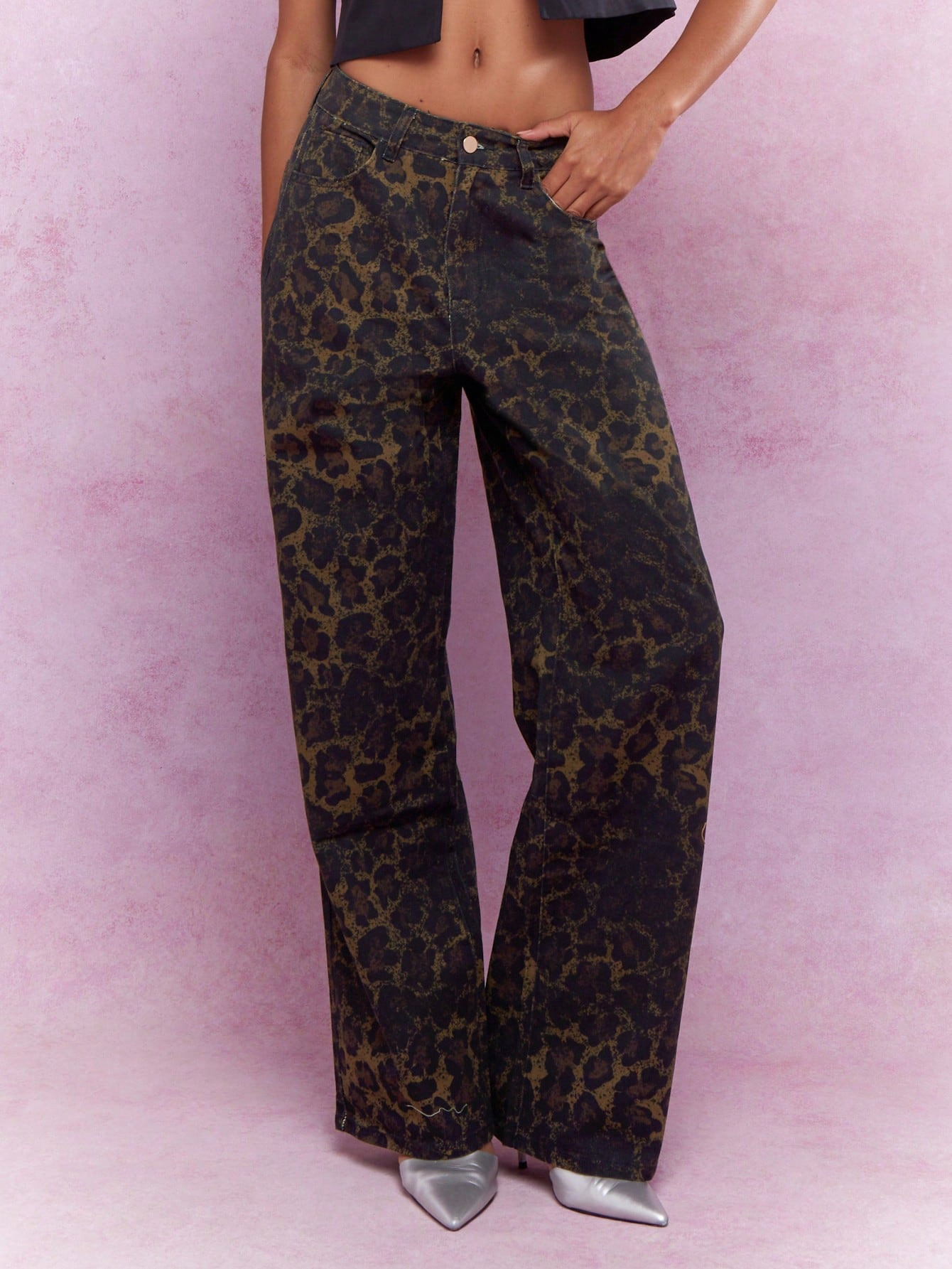 MISSGUIDED Leopard Print Wide Leg Jeans | SHEIN USA | SHEIN
