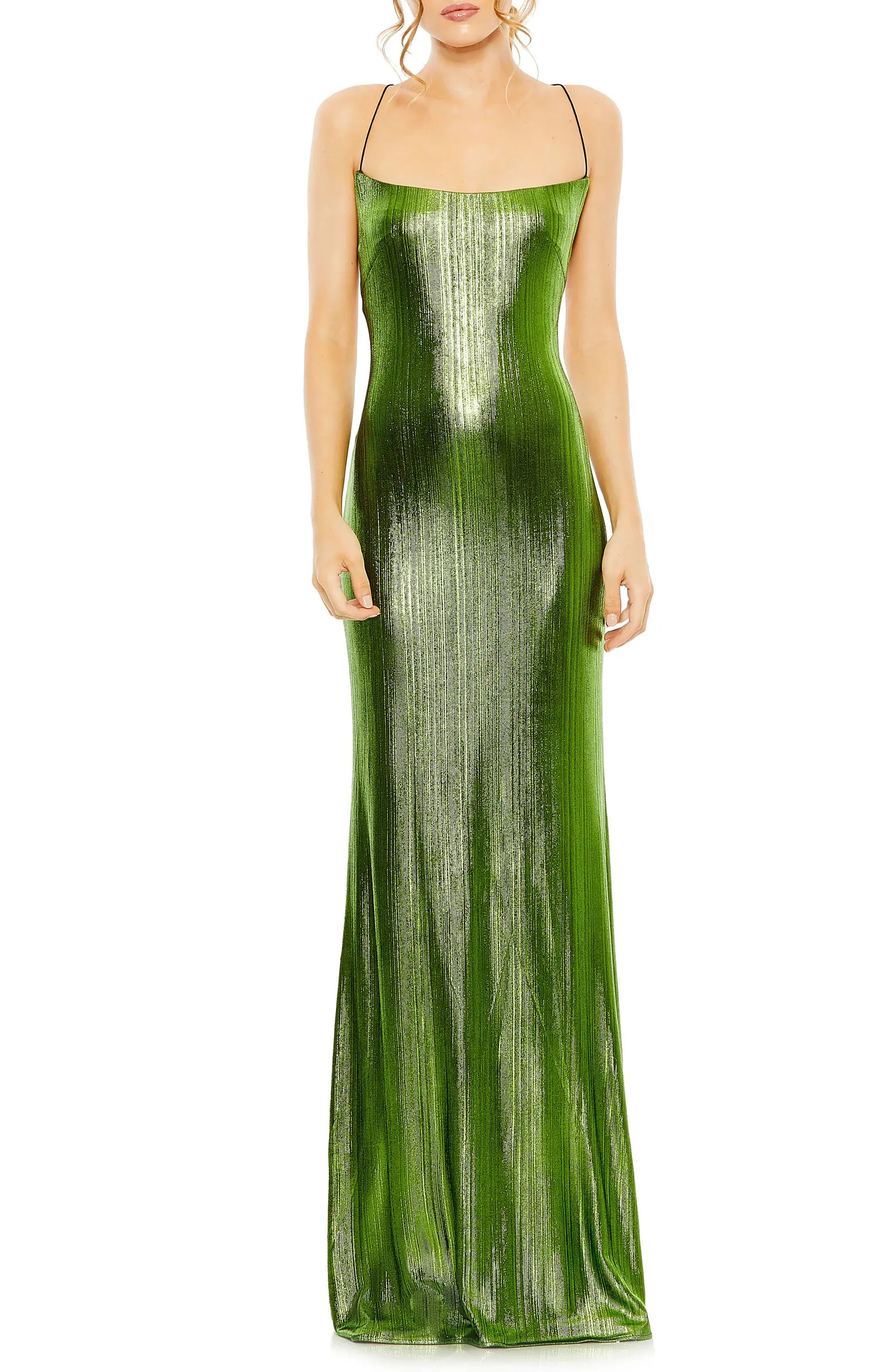 Mac Duggal Metallic Corset Back Column Dress | Nordstrom | Nordstrom