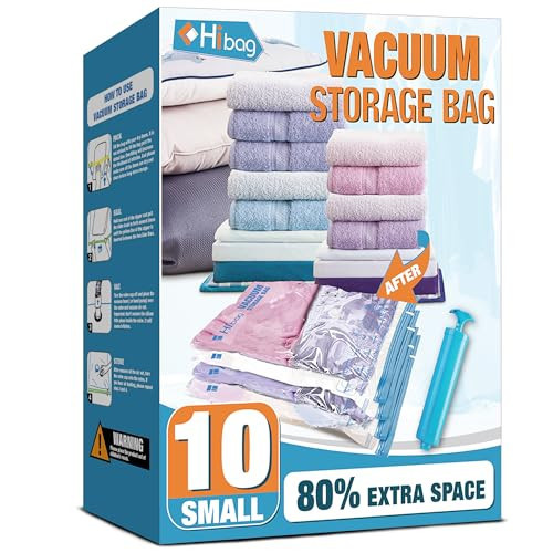 Vacuum Storage Bags, 10 Small Space Saver Vacuum Seal Bags, Space Bags, Vacuum Sealer Bags for Clothes with Travel Hand Pump (10S) | Amazon (US)