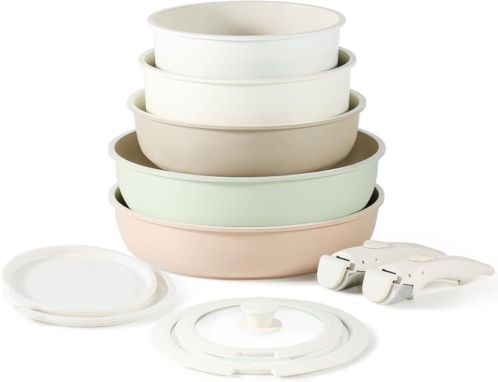 CAROTE 11pcs Pots and Pans Set, Nonstick Kitchen Cookware Sets with Detachable Handles, Induction... | Amazon (US)
