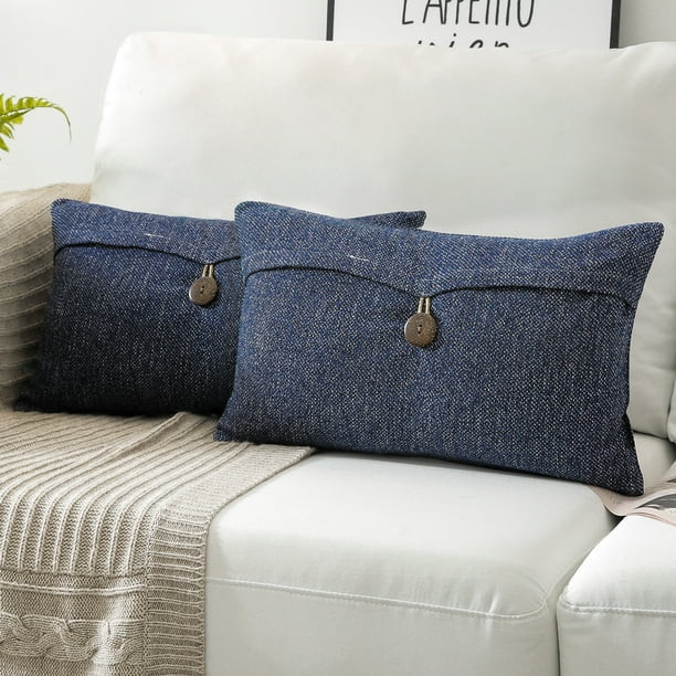 Phantoscope Single Button Series Cotton Blend Farmhouse Square Decorative Throw Pillow Cusion for... | Walmart (US)