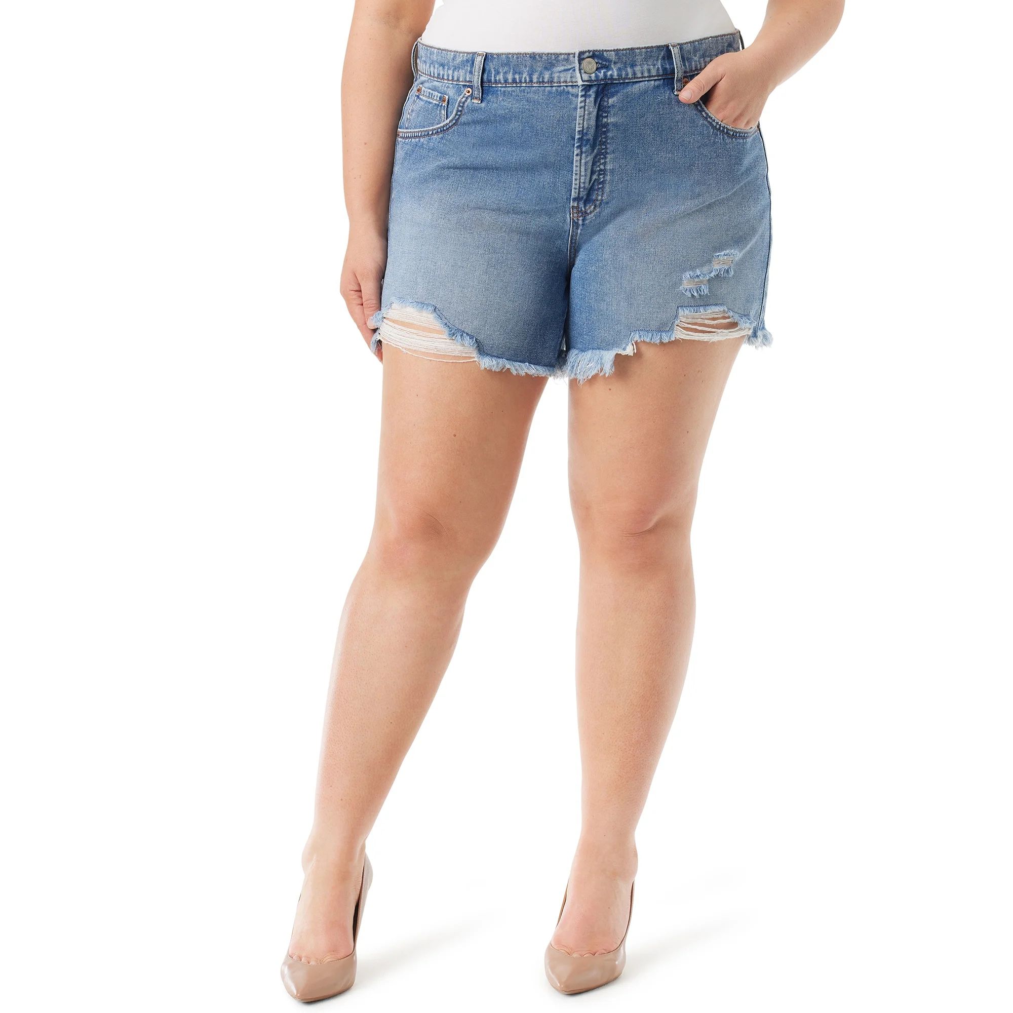 Jessica Simpson Women's and Women's Plus Beloved High Waisted Shorts, Sizes 2-26W | Walmart (US)