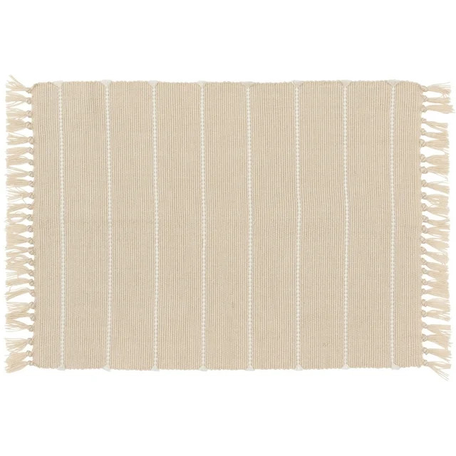 Mainstays by Becky G. & Alejandra Indoor/Outdoor Polyester Accent Rug, Beige Stripe, 24" x 36" | Walmart (US)
