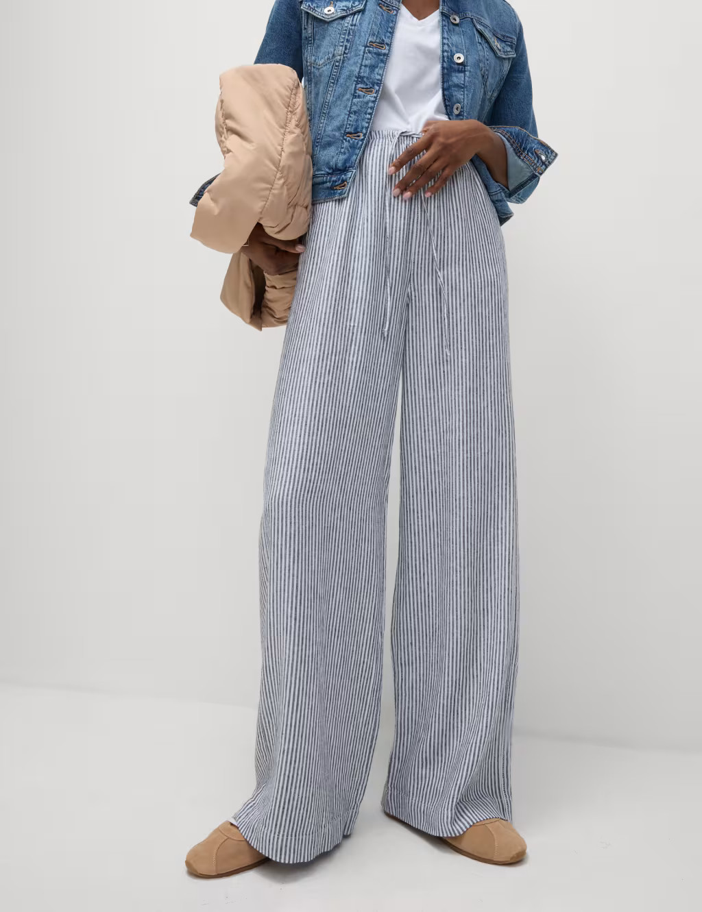 Linen Blend Wide Leg Trousers | Marks & Spencer (UK)