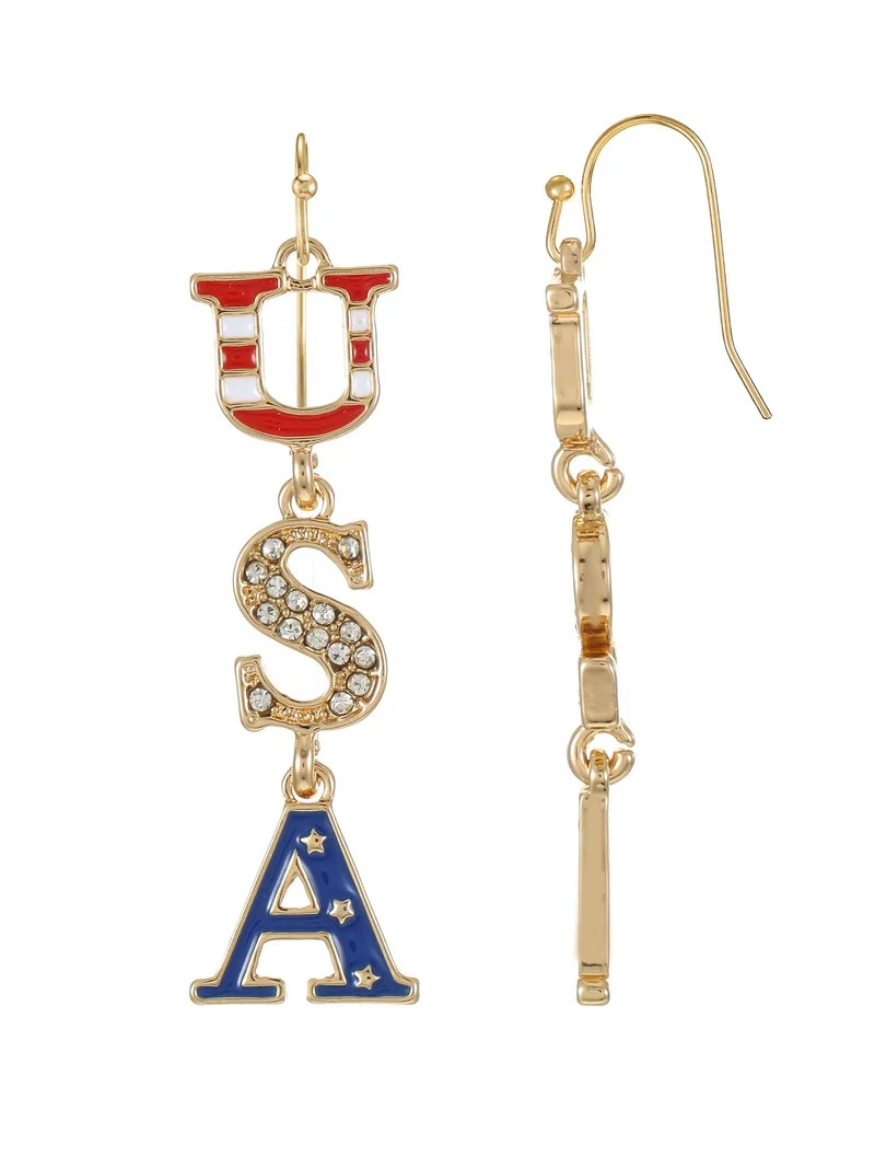 Way to Celebrate Americana USA Letter Drop Earrings | Walmart (US)
