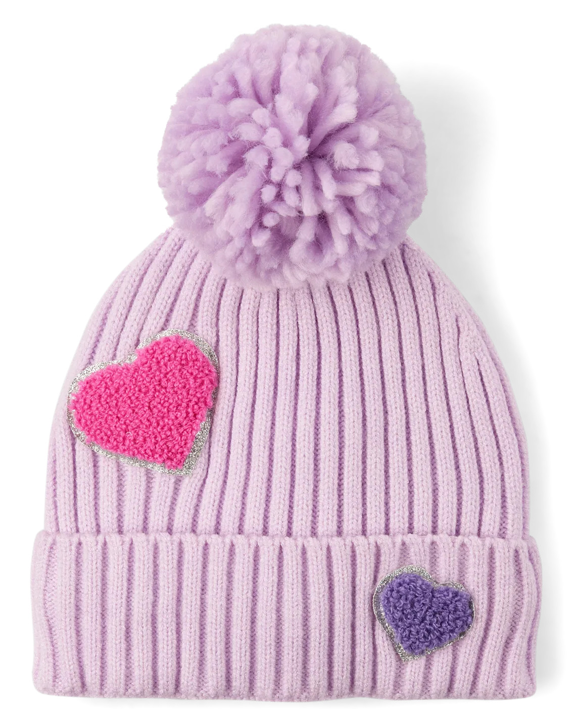 Toddler Girls Chenille Patch Pom Pom Beanie - purple | The Children's Place