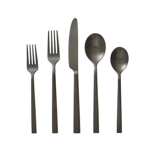 Better Homes & Gardens River 20-Piece Black Stainless Steel Flatware Set (Service for 4) | Walmart (US)