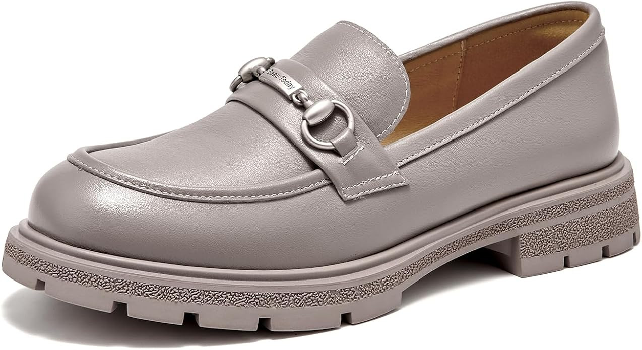 BEAU TODAY Platform Loafers for Women, Chunky Leather Loafers Women, Women’s Slip-on Comfortabl... | Amazon (US)