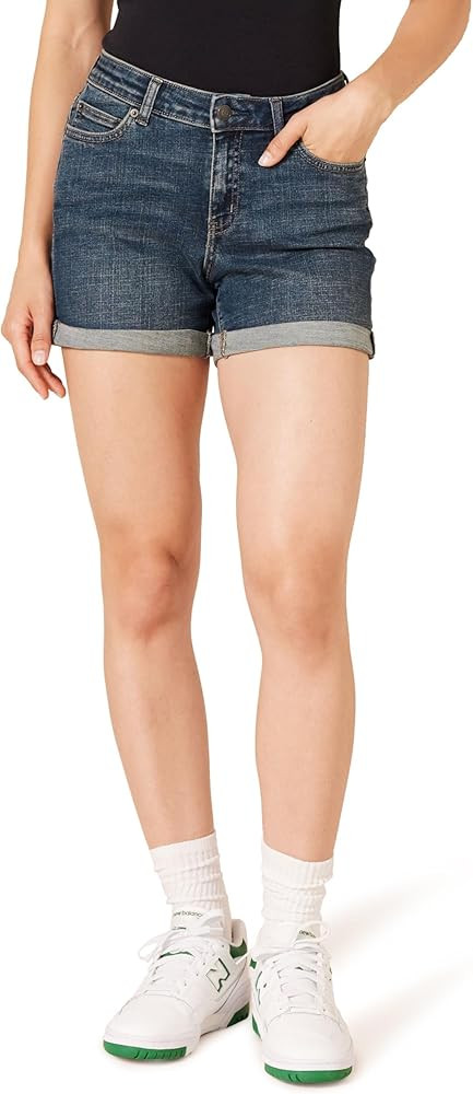 Amazon Essentials Women's Mid-Rise Stretchy Slim Fit 4" Denim Shorts | Amazon (US)