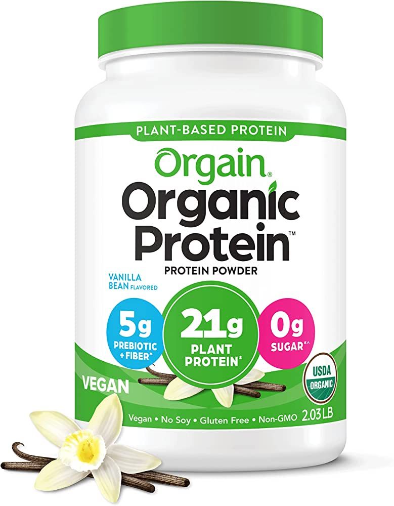 Orgain Organic Vegan Protein Powder, Vanilla Bean - 21g of Plant Based Protein, Low Net Carbs, Gl... | Amazon (US)