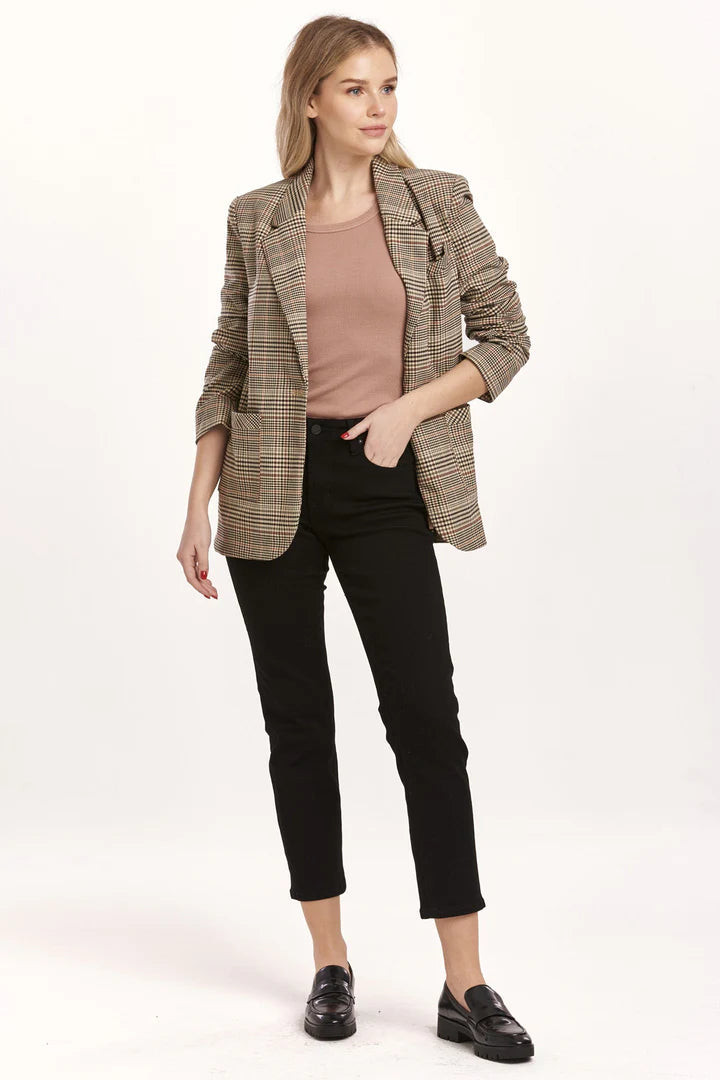 NOTCHED LAPEL BLAZER JACKET - UMBER S | Simply Carolina