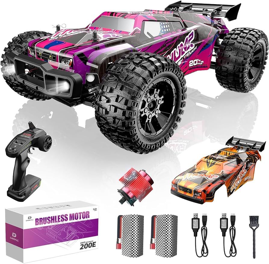 Amazon.com: DEERC 200E 1:10 Large 3S Brushless High Speed RC Cars for Adults, 4X4 RTR Fast RC Tru... | Amazon (US)
