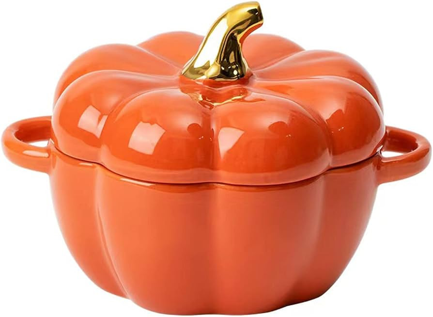 FYUEROPA Ceramic Pumpkin Bowl, Individual Casserole, Baking Bowl for Oven Bakeware with Lid 14 Oz... | Amazon (US)