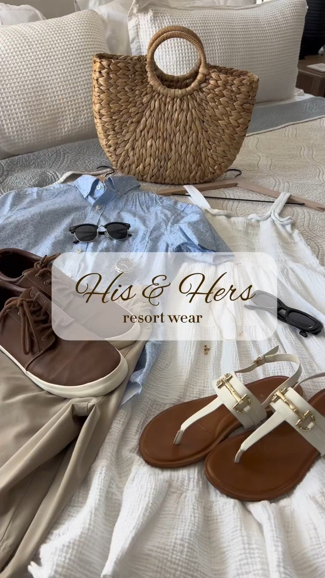 Resort ready, but make it his & hers 🤍🌴

Neutral tones, elevated basics, and effortless pieces you can mix & match all vacation long 🌺 From poolside lounging to sunset dinners, this combo is giving timeless, coastal, and chic 💅🏻

His: lightweight floral button down, tailored neutrals, classic leather sneakers
Hers: breezy white dress, gold accents, classic sandals, trendy sunnies to finish it off 🕶️

Saving this for your next getaway 🤍Everything linked!

#HisAndHersStyle #ResortWear #VacationOutfits #CouplesStyle #NeutralStyle #CoastalVibes #LTKStyle #LTKTravel #ResortReady #BeachVacationStyle #SummerNeutrals #EffortlessStyle

#LTKMens #LTKTravel #LTKSaleAlert