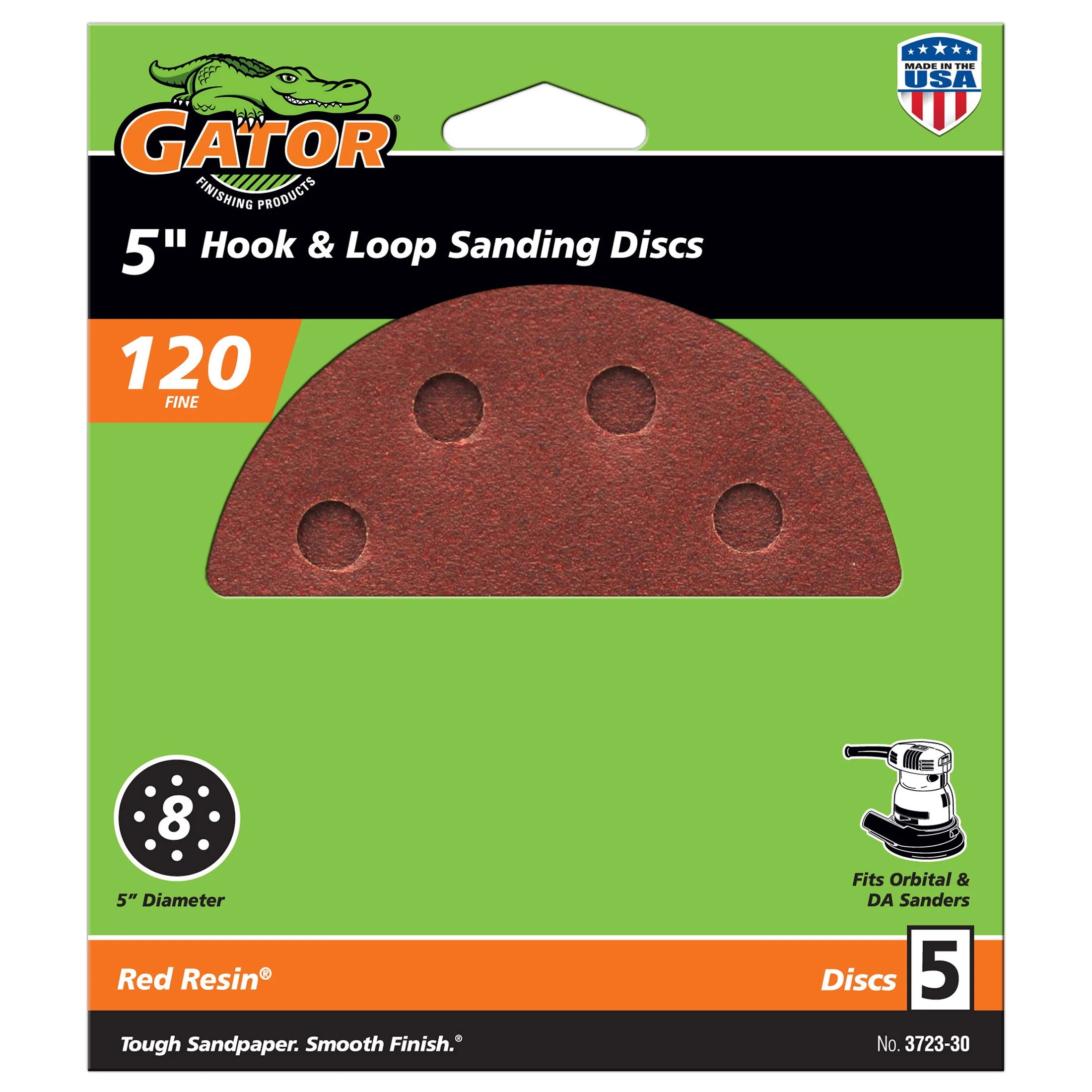 Gator 5-Inch 8-Hole Red Resin Aluminum Oxide Multi-Surface Hook and Loop Sanding Discs, 120 Grit,... | Walmart (US)