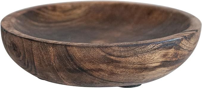 Bloomingville 5.25 Inches Round Hand-Carved Mango Wood Dish, Burnt Finish Plate, Brown | Amazon (US)