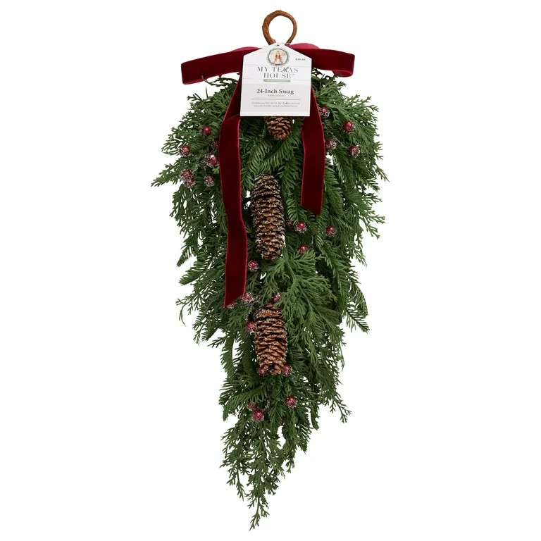 My Texas House Christmas Door Swag Wreath, 10x24" | Walmart (US)